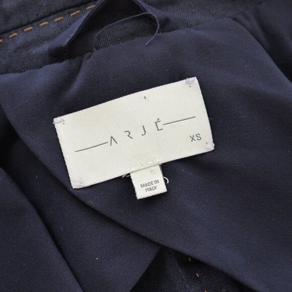 ARJE Nora Linen Blazer Navy Button Sleeves Sz XS - Picture 4 of 10